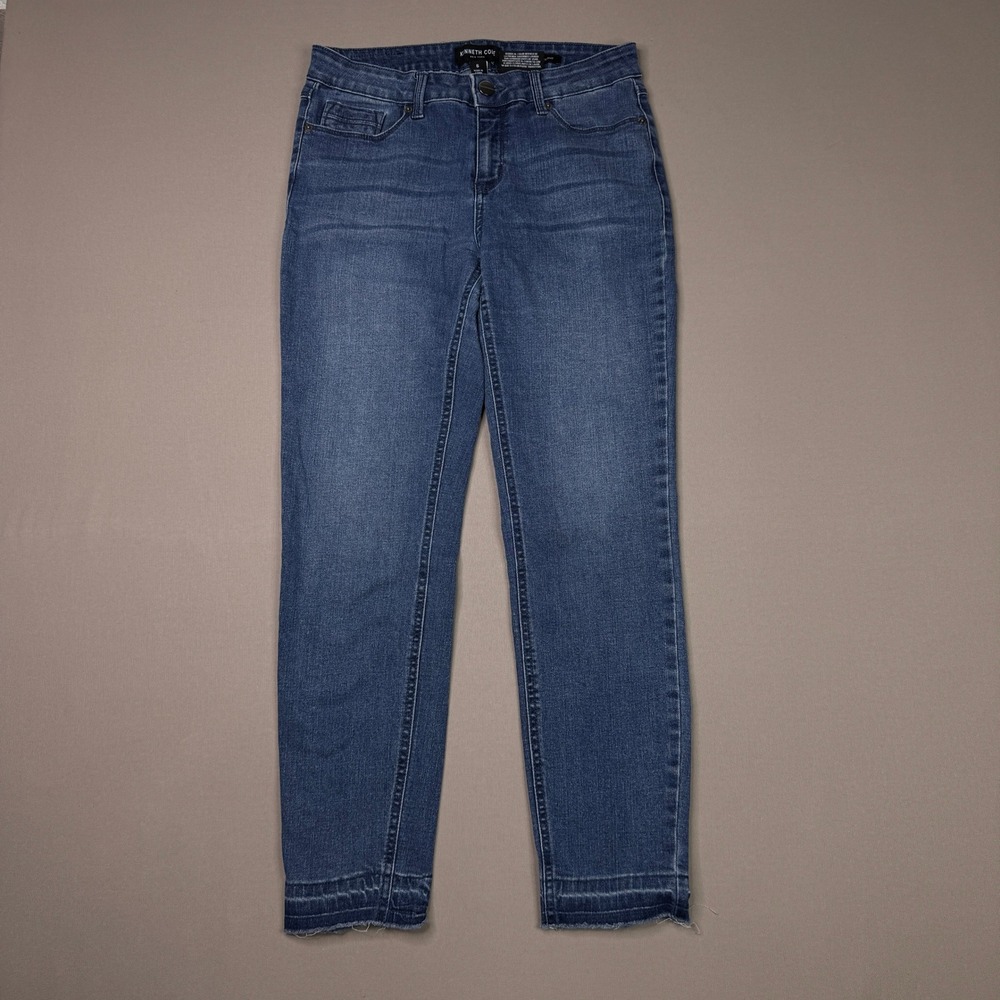 Kenneth Cole New York Skinny Jeans Medium Wash Raw Hem Size 6